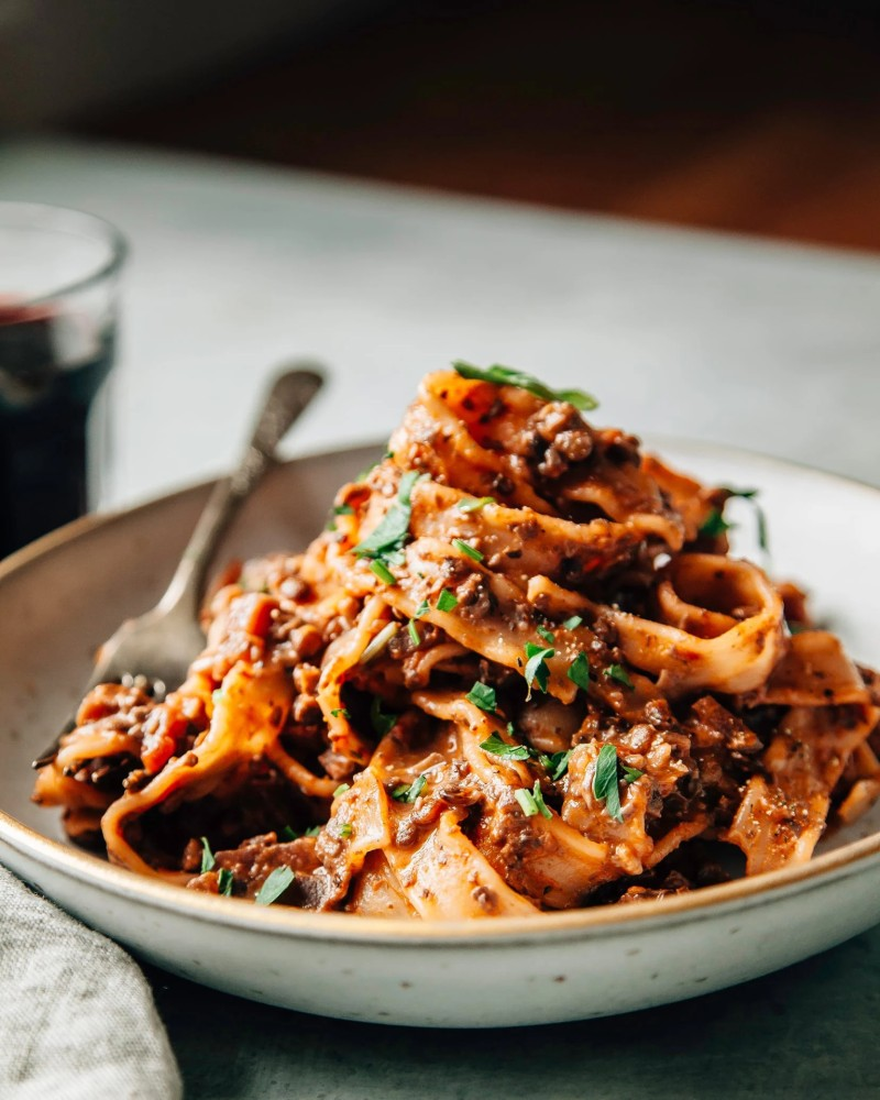 beet mushroom bolognese