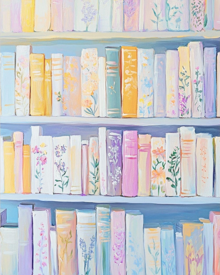 floral bookshelf