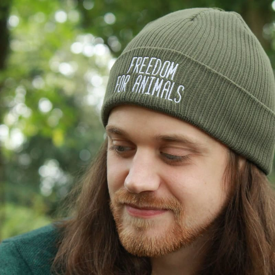 Freedom for animals organic cotton beanie