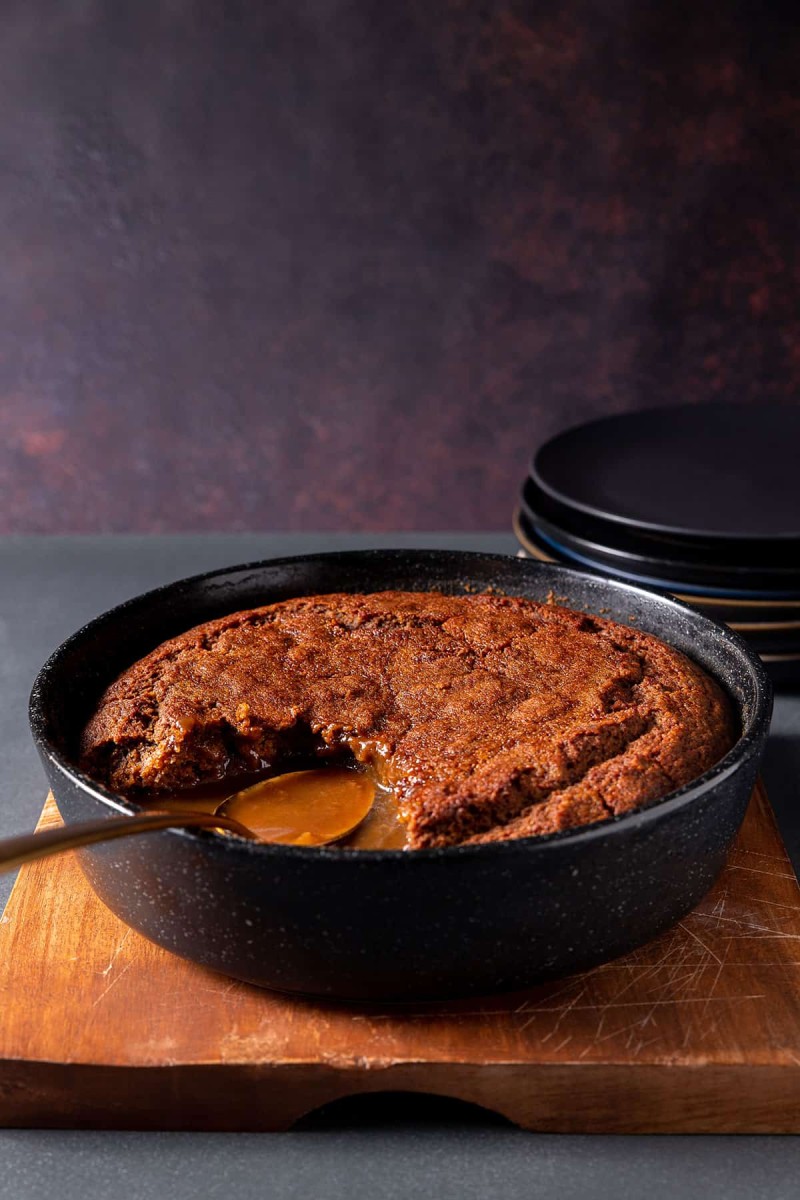 vegan gingerbread self-saucing pudding