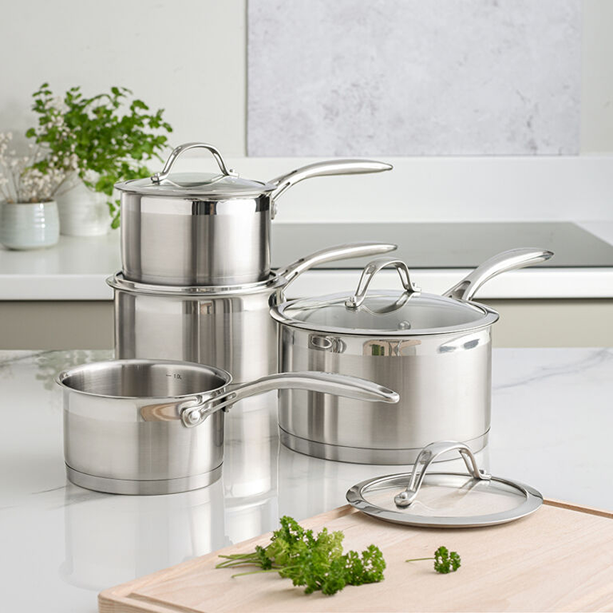 procook stainless steel saucepan set