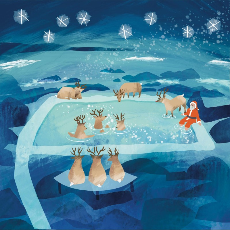 reindeer and Santa Claus