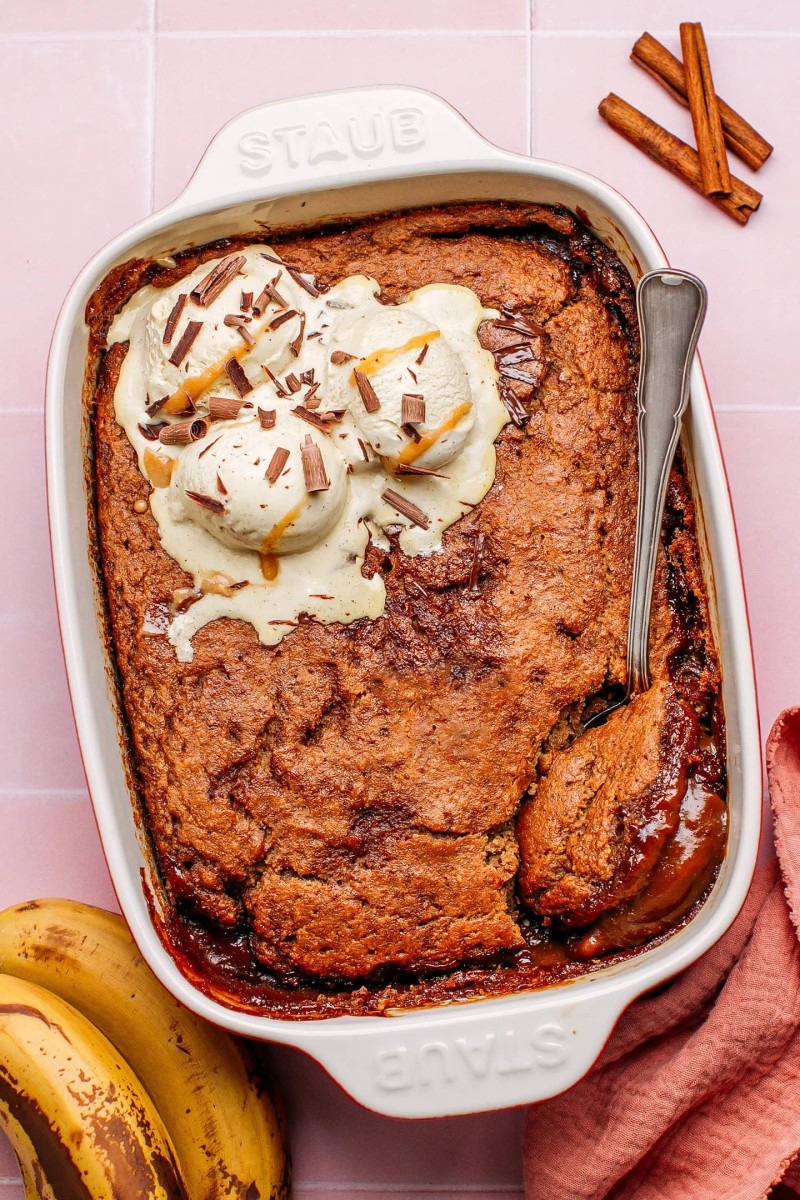 vegan self-saucing banana pudding